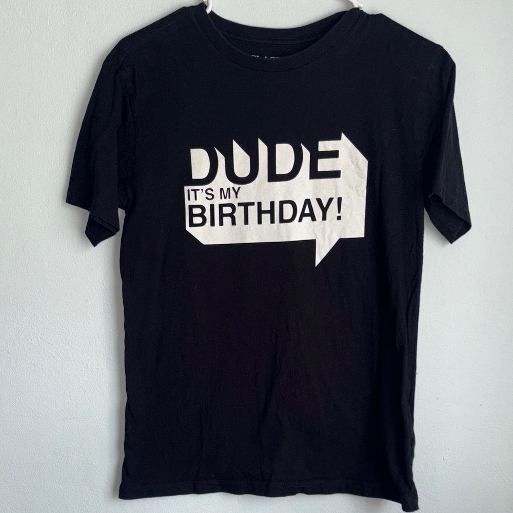 Black 'Dude It's My Birthday' T-Shirt size 14 - Picture 1 of 4